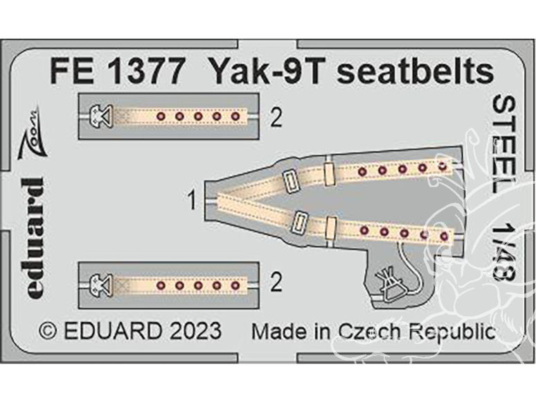 EDUARD photodecoupe avion FE1377 Harnais métal Yak-9T Zvezda 1/48