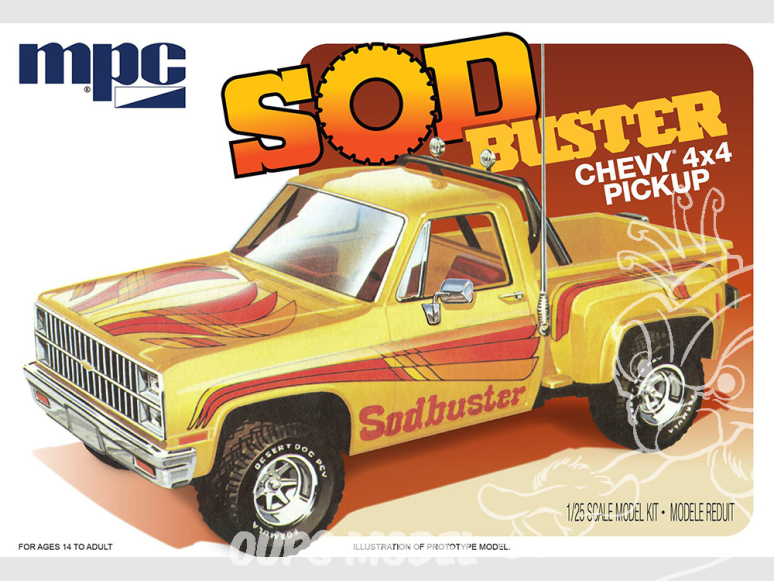 MPC maquette voiture 972 PICK-UP CHEVY STEPSIDE 1981 SOD BUSTER 1/25