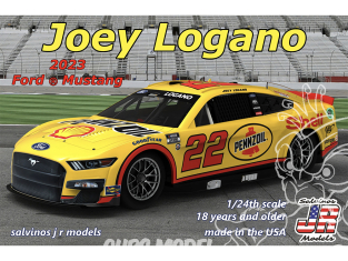 JR Models maquette voiture PF2023JLP Team Penske, Joey Logano, ALL NEW- 2023 body, Ford Mustang "Shell-Pennzoil" 1/24
