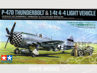 Tamiya maquette avion 25214 P-47D THUNDERBOLTR BUBBLETOP" et ENSEMBLE DE VÉHICULE LÉGER 4x4 1/4 tonne 1/48