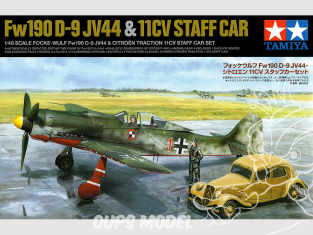 Tamiya maquette avion 25213 FOCKE-WULF Fw190 D-9 JV44 & CITROEN TRACTION 11CV STAFF CAR 1/48