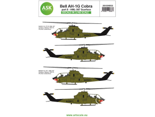 ASK Art Scale Kit Décalcomanies D48032 Bell AH-1G Cobra HML-367 Scarface Partie 8 1/48