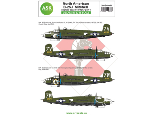 ASK Art Scale Kit Décalcomanies D48040 North American B-25J Mitchell Dogface Squadron USAF Partie 4 1/48