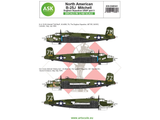 ASK Art Scale Kit Décalcomanies D48041 North American B-25J Mitchell Dogface Squadron USAF Partie 5 1/48