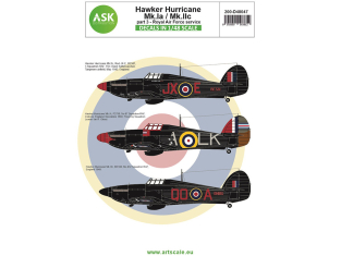 ASK Art Scale Kit Décalcomanies D48047 Hawker Hurricane Mk.Ia / Mk.IIc Partie 3 Royal Air Force service 1/48
