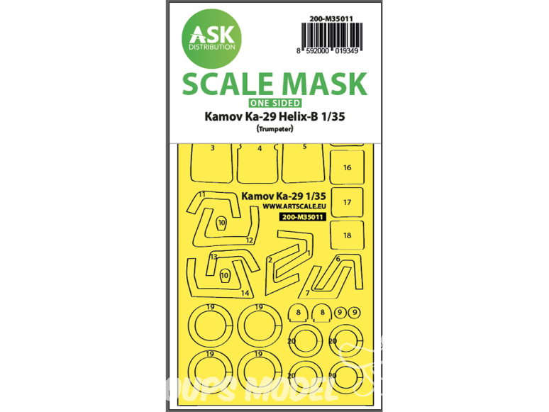 ASK Art Scale Kit Mask M35011 Kamov Ka-29 Helix-B Trumpeter Recto 1/32