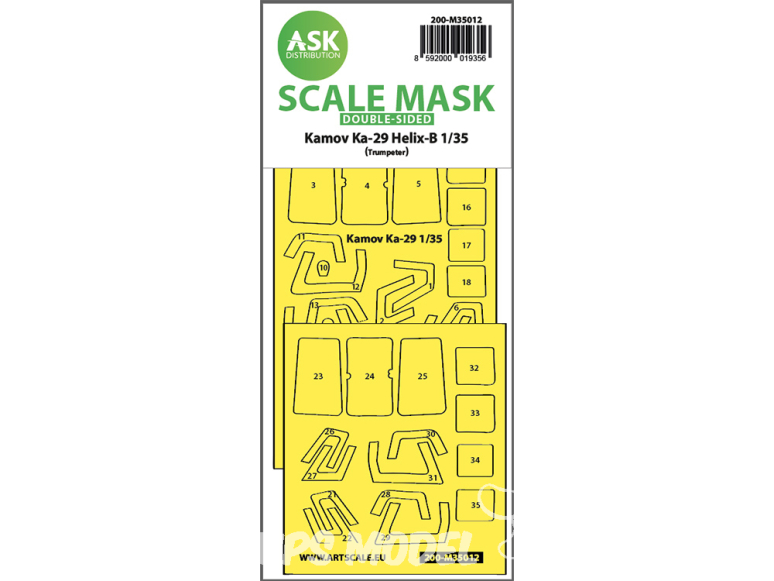 ASK Art Scale Kit Mask M35012 Kamov Ka-29 Helix-B Trumpeter Recto Verso 1/32