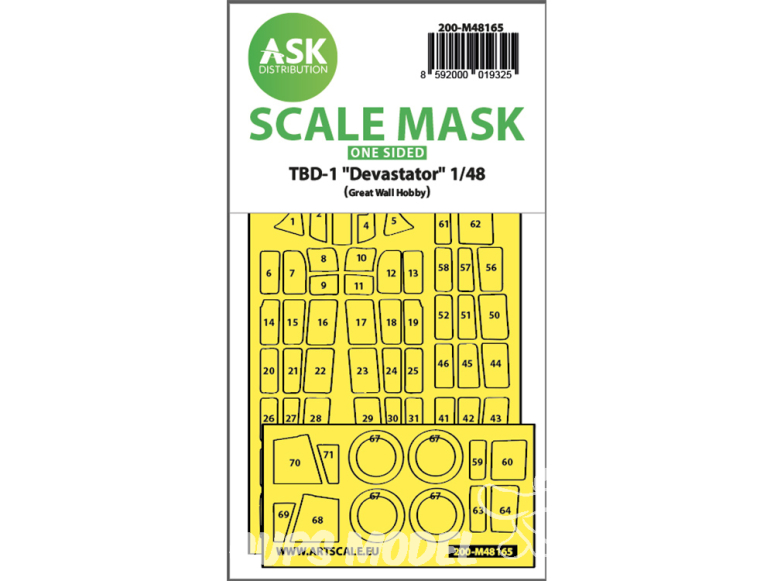 ASK Art Scale Kit Mask M48165 TBD-1 "Devastator" Great Wall Hobby Recto Verso 1/48