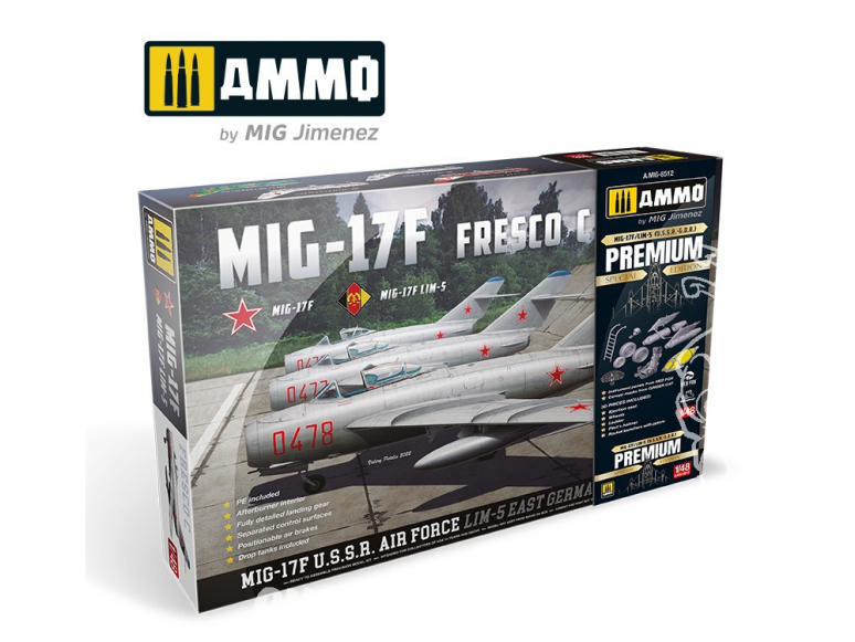 Ammo Mig maquette avion 8512 MiG-17F Fresco C U.S.S.R. Air Force / LIM-5 East Germany Air Force Premium Edition 1/48