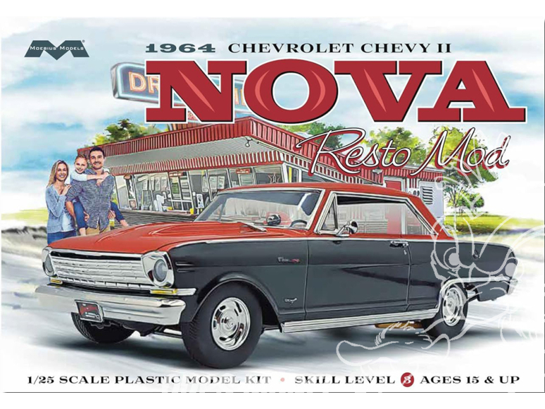 Moebius maquette voiture 2321 Chevrolet Chevy II Nova Resto Mod 1964 1/25