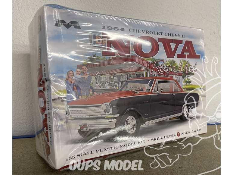 Moebius maquette voiture BA-2321 Boite abimée Chevrolet Chevy II Nova Resto Mod 1964 1/25