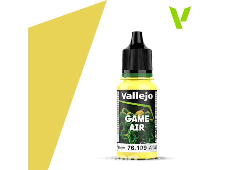 Vallejo Peinture Acrylique Game Air nouvelle formulation 76109 Jaune Toxique 18ml