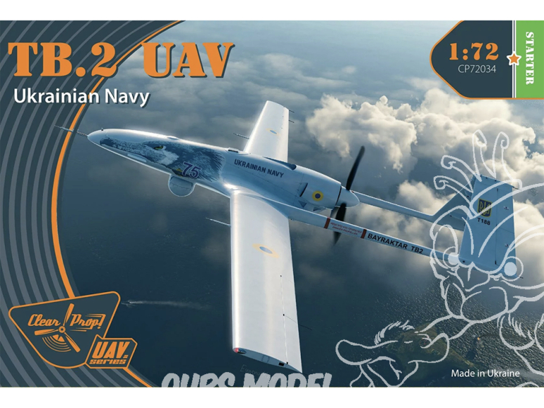 Clear Prop maquette avion CP72034 Baykar Bayraktar TB.2 UAV MARINE UKRAINIENNE 1/72