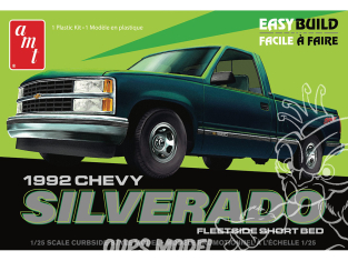 AMT maquette voiture 1408 1992 CHEVROLET SILVERADO SHORTBED FLEETSIDE PICKUP CONSTRUCTION FACILE 1/25