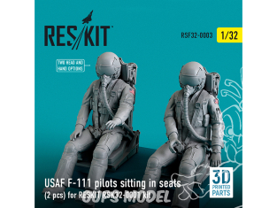ResKit kit Figurine RSF32-0003 Pilotes USAF F-111 assis dans des sièges (2 pcs) pour kit RESKIT RSK32-0001 (Impression 3D) 1/32