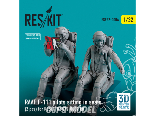 ResKit kit Figurine RSF32-0004 Pilotes RAAF F-111 assis dans des sièges (2 pcs) pour kit RESKIT RSK32-0002 (Impression 3D) 1/32