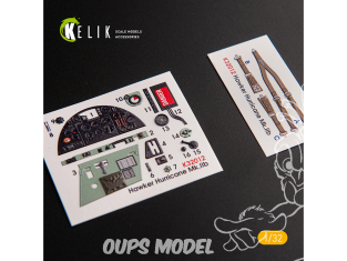 Kelik Decals 3D K32012 Décalques 3D intérieurs Hawker Hurricane Mk.IIB pour kit Revell 1/32