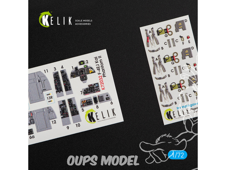 Kelik Decals 3D K72032 Décalcomanies 3D intérieures F-4EJ Kai "Phantom II" pour kit Hasegawa 1/72