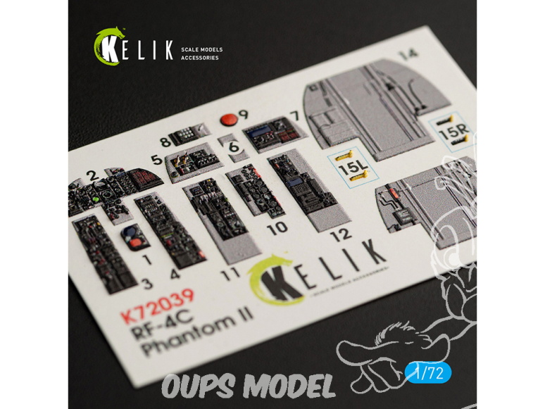 Kelik Decals 3D K72039 Décalcomanies 3D intérieures RF-4C "Phantom II" pour kit Hasegawa 1/72