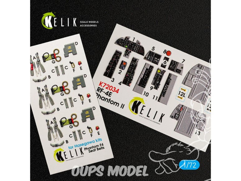 Kelik Decals 3D K72034 Décalcomanies 3D intérieures RF-4E "Phantom II" pour kit Hasegawa 1/72