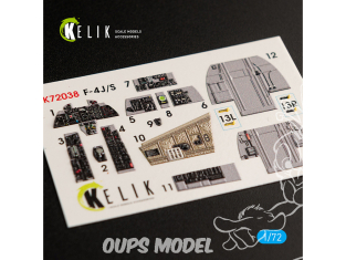 Kelik Decals 3D K72038 Décalcomanies 3D intérieures F-4J/S "Phantom II" pour kit Hasegawa 1/72