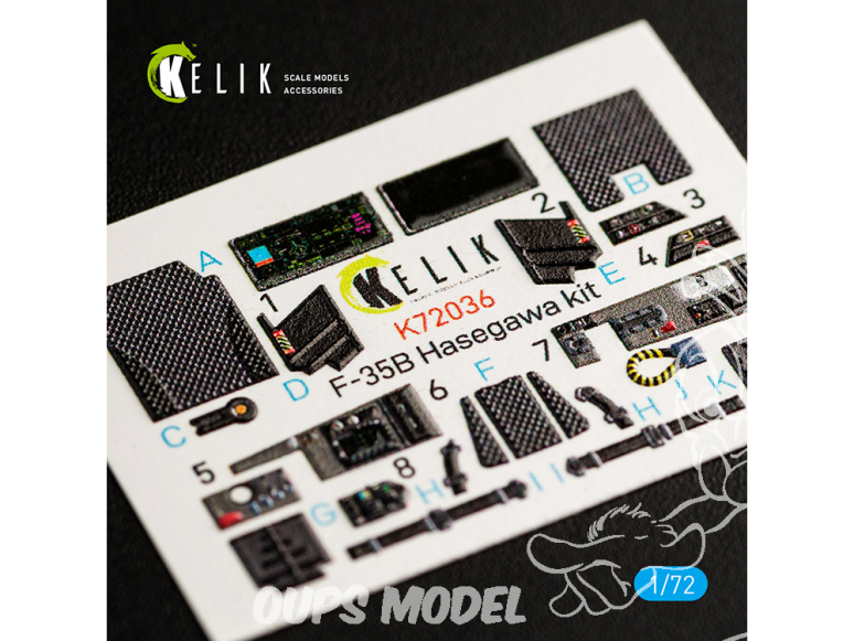 Kelik Decals 3D K72036 Décalcomanies 3D intérieures F-35B pour kit Hasegawa 1/72