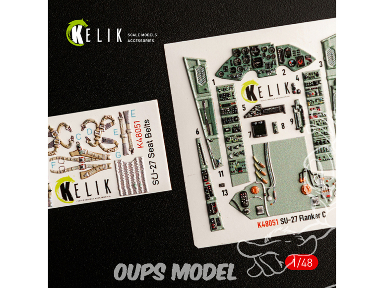 Kelik Decals 3D K48051 Décalcomanies 3D intérieures SU-27 Flanker pour GWH 1/48