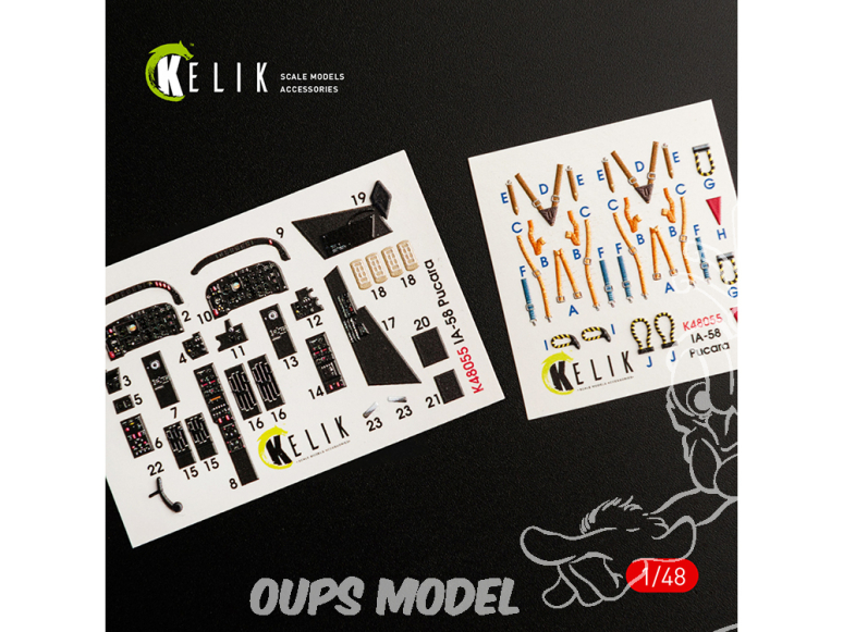 Kelik Decals 3D K48055 Décalcomanies 3D intérieures IA-58 Pucara pour Kinetic 1/48