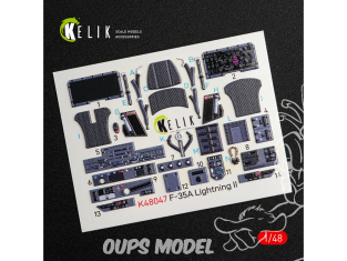 Kelik Decals 3D K48047 Décalcomanies 3D intérieures F-35A "Lightning II" pour Kitty Hawk 1/48