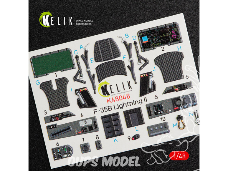 Kelik Decals 3D K48048 Décalcomanies 3D intérieures F-35B "Lightning II" pour Kitty Hawk 1/48