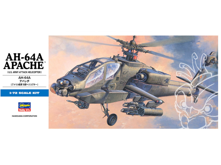 Hasegawa maquette hélicoptère 00436 AH-64A Apache U.S. Army 1/72