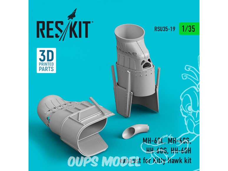 ResKit Kit RSU35-0019 Pot d'échappement MH-60L, MH-60S, HH-60G, HH-60H pour kit Kitty Hawk impression 3D 1/35