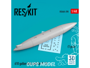 ResKit kit d'amelioration Avion RSU48-0298 Réservoir de carburant de 610 gallons pour F-15 (1 pcs) (impression 3D)1/48