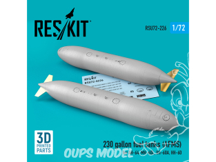 ResKit kit d'amelioration Avion RSU72-0226 Réservoirs carburant 230g AFMS AH-64, MH-60L, UH-60A, HH-60 2p impression 3D 1/72