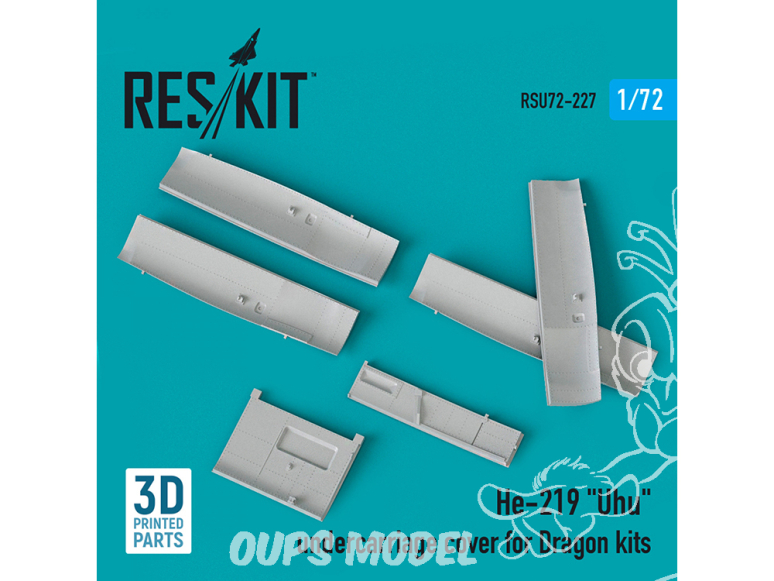 ResKit kit d'amelioration Avion RSU72-0227 Housses de train d'atterrissage He-219 "Uhu" pour kit Dragon impression en 3D 1/72