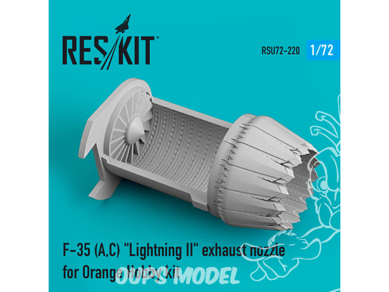 ResKit kit d'amelioration Avion RSU72-0220 Tuyère d'échappement F-35 (A,C) "Lightning II" pour kit Orange Hobby 1/72
