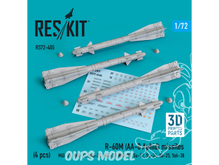 ResKit kit RS72-0405 Missiles R-60М (AA-8 Aphid) (4 pcs) impression 3D 1/72