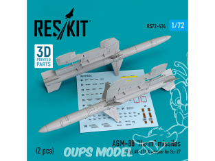 ResKit kit RS72-0424 Missiles AGM-88 "Harm" avec LAU-118 et adaptateur pour Su-27 (2 pcs) 1/72