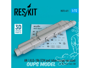ResKit kit RS72-0411 Pod AN/ALQ-184 ECM (version courte) 1/72