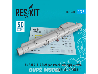 ResKit kit RS72-0408 Pod AN/ALQ-119 ECM version moyenne longueur 1/72