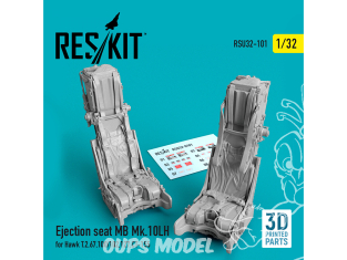 ResKit kit d'amelioration Avion RSU32-0101 Siège éjectable MB Mk.10LH pour Hawk T.2,67,100/102,127,CT-155 impression 3D 1/32