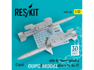 ResKit kit RS32-0424 Missiles AGM-88 "Harm" avec LAU-118 et adaptateur pour Su-27 (2 pcs) 1/32