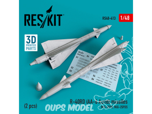 ResKit kit RS48-0413 Missiles R-40RD (AA-6 Acrid) (2 pièces) 1/48