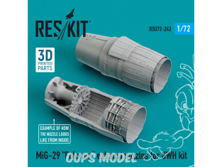 ResKit kit d'amelioration Avion RSU72-0243 Buses d'échappement MiG-29 "Fulcrum" pour kit GWH Impression 3D + Résine 1/72