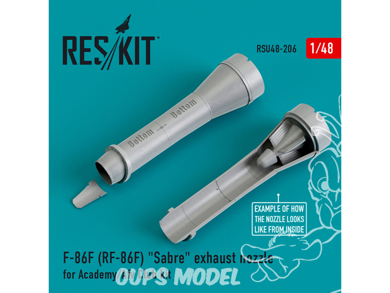 ResKit kit d'amelioration Avion RSU48-0206 F-86F (RF-86F) Buses d'échappement "Sabre" pour kit Academy et Afv Club 1/48