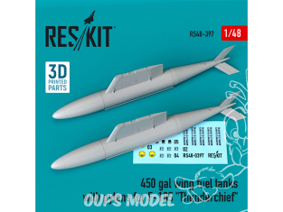 ResKit kit armement Avion RS48-0397 Réservoirs de carburant d'aile de 450 gal avec pylônes F-105 "Thunderchief" (2 pcs) 1/48