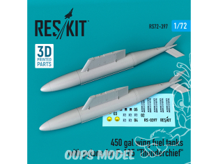 ResKit kit armement Avion RS72-0397 Réservoirs de carburant d'aile de 450 gal avec pylônes F-105 "Thunderchief" (2 pcs) 1/72