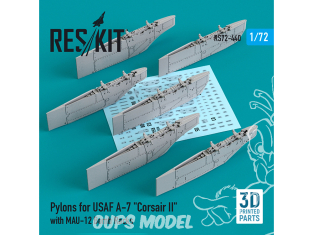 ResKit kit armement Avion RS72-0440 Pylônes pour USAF A-7 "Corsair II" avec supports à bombes MAU-12 impression 3D 1/72
