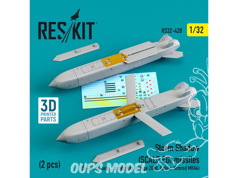 ResKit kit armement Avion RS48-0428 Missiles Storm Shadow (SCALP EG) (2 pcs) Impression 3D 1/48