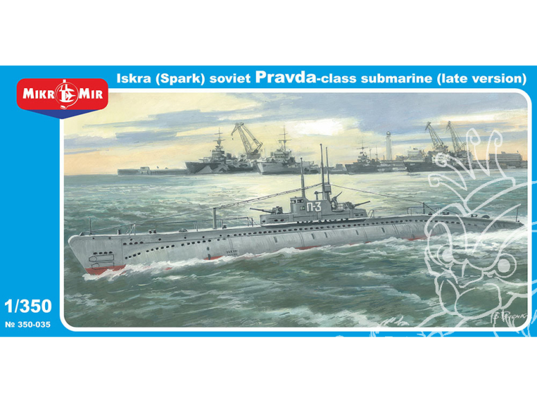 MikroMir maquette 350-035 Sous-marin soviétique de classe Pravda Iskra (Spark) (version tardive) 1/350